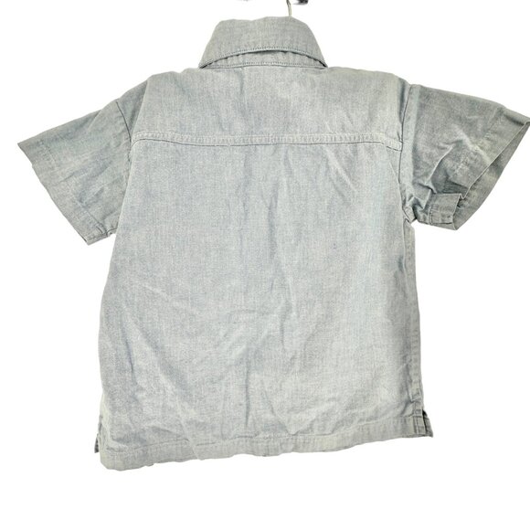 OshKosh Bgosh Shirt Boys 4 Blue Short Sleeve Button Up (missing 1 button) - Picture 4 of 6